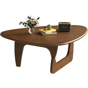 Mid Century Modern Coffee Table, Solid Wood Triangle Coffee Table for Living Room, Modern Tea Table for Home, 43.3x30.7x16.5 (Walnut)