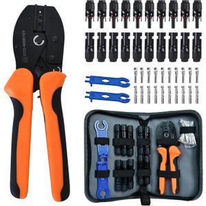 ECO-WORTHY Solar Crimper Tool Kit 13 PCS Solar Tools - a Crimper, 10 Pairs of Solar Connectors, 2 Pairs of Solar Connector Spanner Wrench for Solar Panel Cable Assembly and Installation