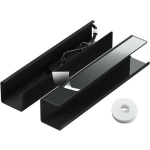 2 Pack No-Screw Cable Management Under Desk, Self-Adhesive Cord Organizer, Wire Management Tray for Office and Home (Black)