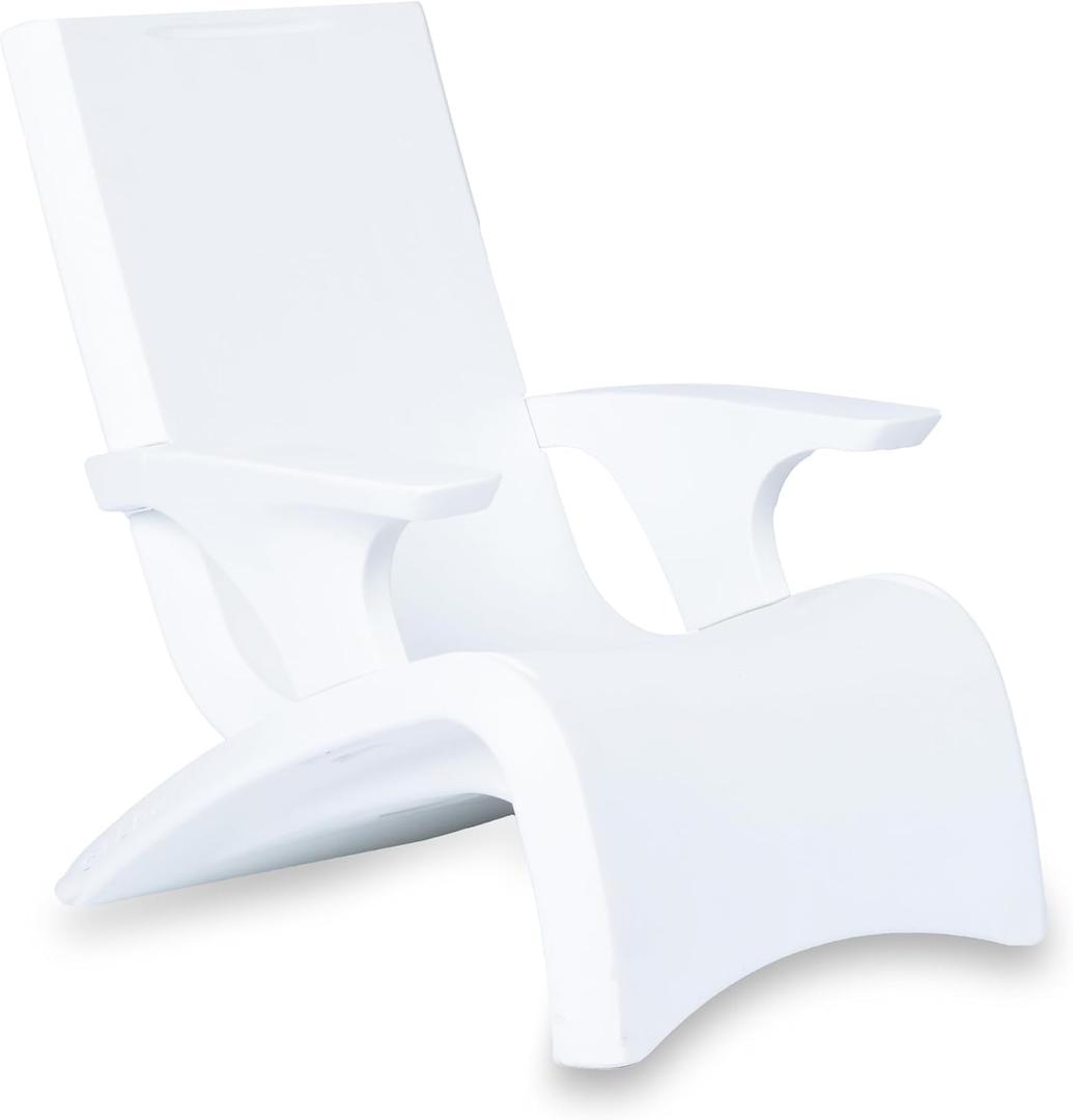 Step2 Vero Adirondack Chair, Stylish Poolside Lounger, Fade-Resistant, Waterproof Patio Furniture for Sun Shelf, Use in Pools up to 9-Inches of Water, Weighted, White, 1 Pack