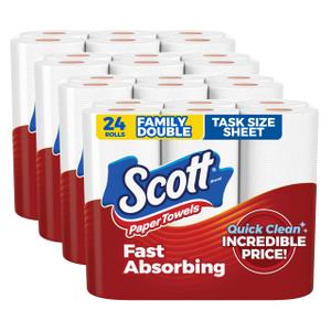 Scott Paper Towels, Task Size, 24 Family Double Rolls, 119 Sheets Per Roll
