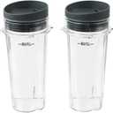 Blender Cups Fit for Ninja, Replacement Parts 16OZ Cups with Lids, Blender Accessories Compatible with Nutri Ninja Auto IQ Series BL620C BL660 BL740 BL780 QB3000 (2 Pack)