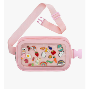Pin Bag Fanny Pack, Ita Bag Storage Pin, Pink Crossbody Belt Bags for Women Girls Gifts, Pins Display for Sports Memorial Travel Brooches(No Pins Included)