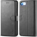 TUCCH Case Wallet for iPhone SE 2022/ iPhone 7/8/iPhone SE 2020, PU Leather 3 Card Slots Stand Magnetic Flip Folio Cover TPU Shockproof Inner Shell, Black