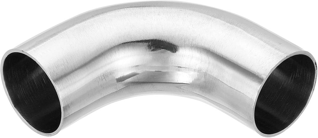 PATIKIL 90 Degree Mandrel Bend Elbow, 1 1/4 Inch OD Steel Exhaust Elbow Exhaust Piping Connector 304 Stainless for Exhaust Pipe Modified Stair Handrail HVAC