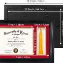 GMFrames 8.5x11 Diploma Frame with Tassel Holder, Solid Wood & Tempered Glass, Red over Gold Mat, Black Finish with Intricate Black Rope Detail, 11x17 for 8.5x11 with Tassel