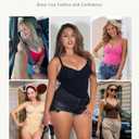 FeelinGirl Shapewear Bodysuit Tummy Control for Women Zip-Up Shapewear Thong Waist V Neck Body Shaper Going Out, Medium (Black)