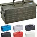 TOYO ST-350MG Steel 2-Tier Tool Box (Military Green)