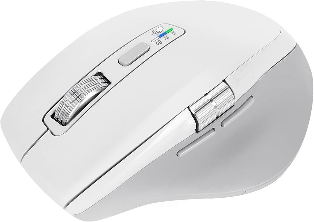 Wireless Side Scroll Mouse with Multi-Device, Ergonomic Computer Mice with Smart Flying Scroll, Quiet Click, 4-Level DPI for Computer, Laptop, iPad, Tablet, MacBook(White)