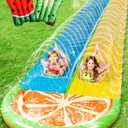 Sloosh Water Slides with 2 Inflatable Boards,22.5ft Double Lane Lawn Water Splash Slip and Slide with Advanced Sprinklers Summer Toy for Kids Adults Fun Backyard Summer Outdoor, Orange