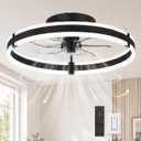 Garvee 20" Ceiling Fans with Lights and Remote Black Metal Acrylic
