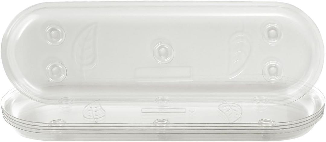 Idyllize Oval 5 Pieces of 14 by 4 5/8 Inches Clear Plastic Heavy Duty Plant Saucer Drip Trays for pots, Window Sills and Window Shelf (14'' x 4.6'')