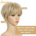QUEENTAS Short Blonde Wig,Pixie Cut Wigs for White Women with Bangs Pixie Layered Short Hair Wigs for Women Synthetic Hair Daily Use Cosplay(Light Golden Blonde)