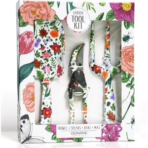Garden Tool Set, 4 PCS Heavy Gardening Kit Heavy Duty Floral Hand Tools, Fancy Gifts for Women, Including Trowel, Sharp Pruner, Hand Rake, and Mat (White Set)