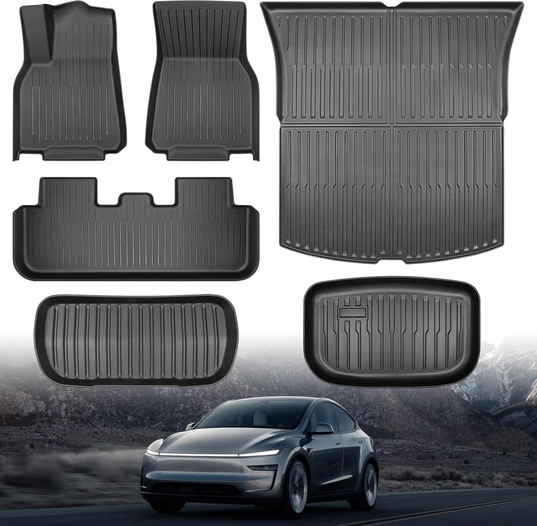 6PCS Floor Mat for Tesla New Model Y Juniper [Durable Premium TPE] Cargo Liners All Weather Waterproof Anti-Slip Trunk Mats for Tesla Model Y 2025-2026 5-Seater Accessories