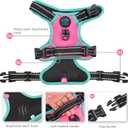 PHOEPET 2019 Upgraded No Pull Dog Harness, Reflective Adjustable Vest, with a Training Handle + 2 Metal Leash Hooks+ 3 Snap Buckles +4 Slide Buckles(L, Pink)