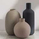 Smiletag Ceramic Modern Farmhouse Vase, Neutral Small for Table, Living Room, Shelf, Bookshelf and Entryway Dcor, Set of 3