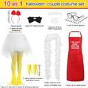 Xtinmee 2 Sets Funny Halloween Fried Chicken Couple Costume White Suit Chef and Funny Chicken Costume Set for Adult Men Women