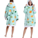 Wearable Blanket Hoodie for Women - Oversized Hooded Blanket as Christmas Birthday Gifts for Mom Girlfriend Fluffy Plush Blanket Sweatshirt with Big Front Pocket and Sleeves for Adult, Mint Fruits