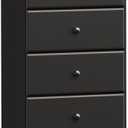 Prepac Astrid Tall Black Dresser for Bedroom: 16.5"D x 19.75"W x 50"H, 6-Drawer Chest for Bedroom by Prepac - Perfect Chest of Drawers for Ample Storage in Narrow Spaces