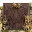 50ftx15ft Brown Backdrop Curtains for Parties, Wrinkle Free Polyester Brown Photo Backdrop Drapes 10 Panels 15 ft Long Back Drop Cloth for Wedding Birthday Photography Background Party 