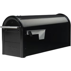 Architectural Mailboxes Franklin Post Mount Mailbox, Black with Silver Accents, FM110BEC