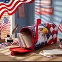 Tiamon American Flag Bald Eagle Mailbox Cover Magnetic 4th of July Post Box Decoration Standard Size 20 x 18 Inch Patriotic Decorative Mailbox Cover for 250th Anniversary Garden Yard Outdoor Decor