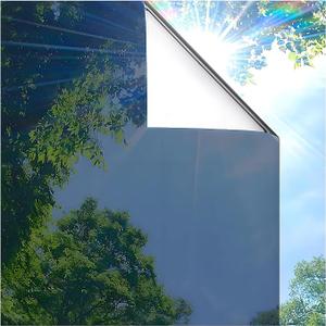 Coavas One Way Privacy Window Film, Sun Blocking Reflective Window Film See Out Not in, Heat Control Window Tint for Home, Anti UV Static Cling for Windows Office Door (Silver, 35.4 Inch X 13.1 Feet)