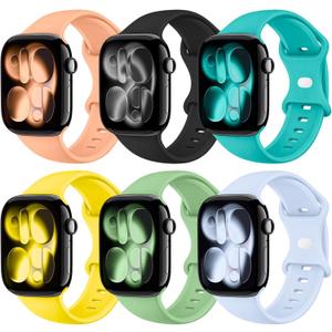 THWALK 6 Pack Sport Bands Compatible with Apple Watch Band Ultra 3/2/1 49mm, Series 11/10 46/42mm, 9/8/7 45/41mm, SE/6/5/4 44/40mm, 3/2/1 42/38mm for Women Men