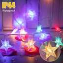 Minetom Star String Lights Plug in - 33 ft 100 LED Star Fairy String Lights with Remote and Timer, Waterproof for Bedroom Tent Loft Bed Shelf Porch Patio Garden Party Dcor, Warm White + Multicolor