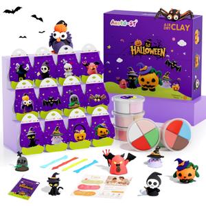 Air Dry Clay Kit - Halloween Theme, Modeling Clay for Kids, DIY Model Magic Clay with Sculpting Tools and Tutorials,12 Boxes Molding Clay, Ultra Light, Soft & Non-Sticky, Arts and Crafts Gift for Kids