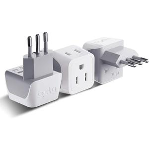 Ceptics Italy Travel Plug Adapter, Chile Plug Adapter with Dual USA Input, Compact Type L Plug Adapter, Safe Grounded Plug, Perfect for Cell Phones, Laptops, Chargers, 3 Pack - CT-12A