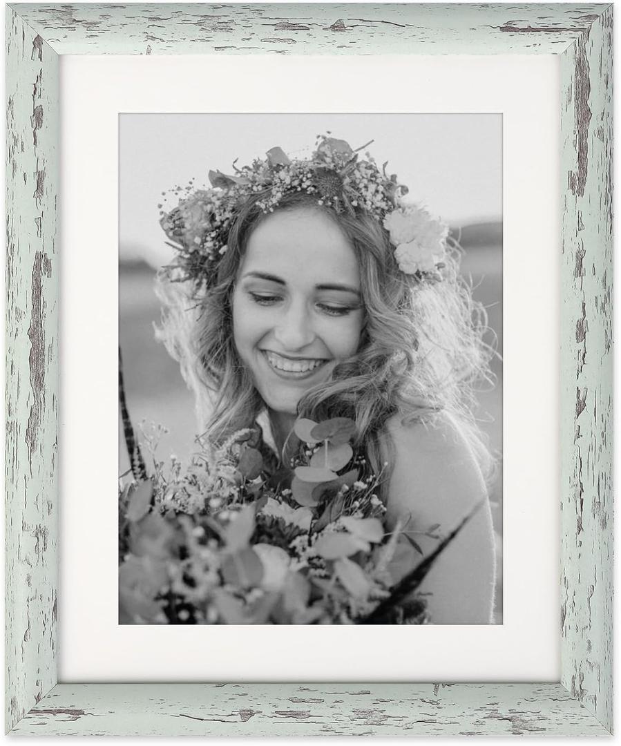 AEVETE Picture Frame 8x10 Light Green Photo Frames Rustic for Wall and Desk Decor