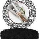AHHFSMEI Paper Braided Round Placemats Set of 8 Natural Non-Slip Heat Resistant Table Mats for Dining Tables Woven Indoor & Outdoor Place mats(Black,8)
