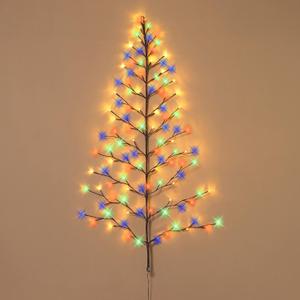 Lighted Christmas Wall Tree - Indoor/Outdoor LED 3 Foot High - Multi-Colored Lights - Battery Operated with Timer