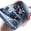 Magnetic Series Design for iPhone 15 Pro Max Case,[Compatible with MagSafe][Military Drop&Full Camera Lens Protector] Large Window Logo View Dust-Proof Matte Shockproof Cover,Blue