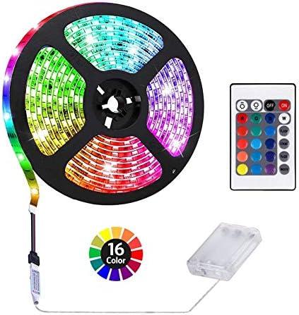 HIKENRI 1M/3.3FT Battery Powered LED Strip Lights, Flexible Color Changing RGB LED Light Strip, TV Backlight Background Lighting