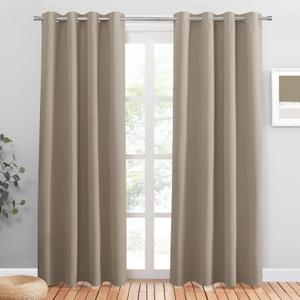 PONY DANCE Light Taupe Blackout Curtains - Thermal Isulated Room Darkening Drapes for Bedroom/Living Room, Set of 2 Curtain Panels, 55 x 80 inch