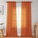 Orange Sheer Curtains for Bedroom Living Room 96 Inches Long 2 Panels, Modern Airy Soft Lightweight Rod Pocket Light Filtering Sheer Curtains Drapes, Orange, Each 42" Wx96 L Inch