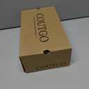 Coutgo Womens Dress Shoes Low Kitten Heels Square Pointed Toe Slip On Crinkled Work Pump Shoes (8, Beige)