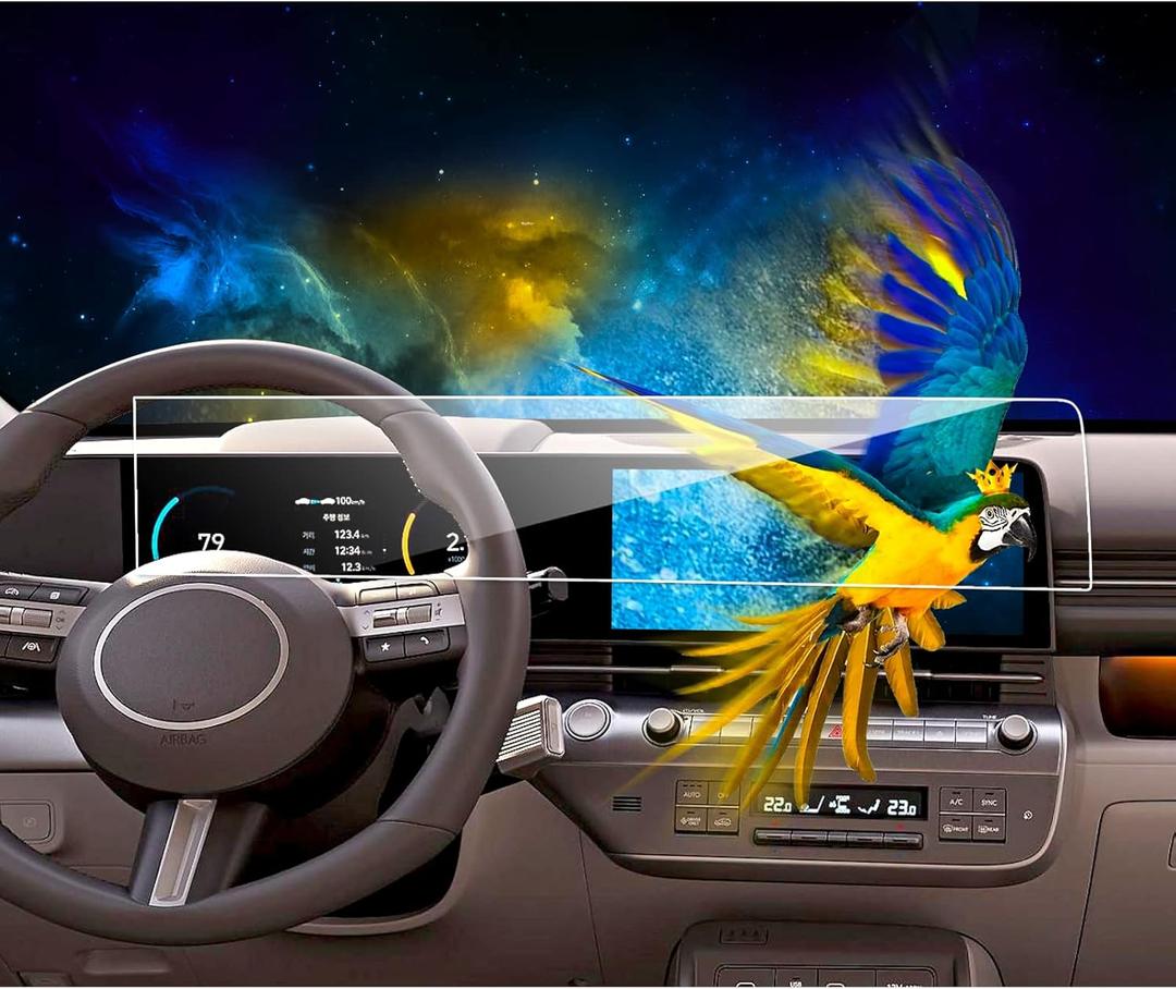 2PCS 2026 2025 2024 Kona Screen Protector (ALL IN ONE) Design for Hyundai Kona 2025 Dual 12.3 inch Touch Screen Kona Screen Protective Film Kona Accessories 2025