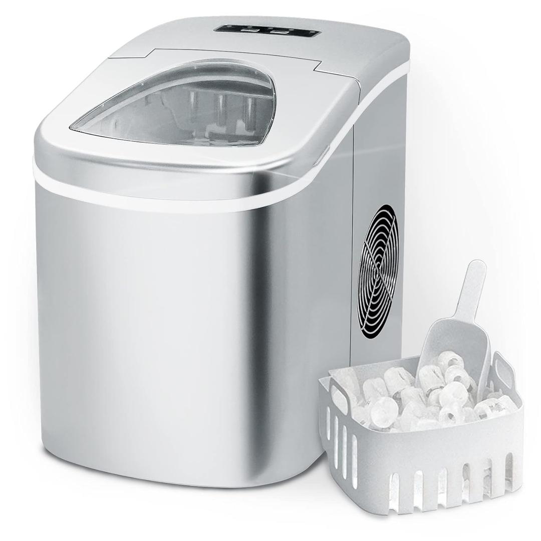 Smad Electric Ice Maker Machine Portable Ice Makers Countertop-Touch Buttons Digital Bullet-Shaped Ice, 26 lbs/24h, Ice Ready in 9 Minutes