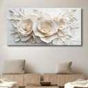 Large White Flower Canvas Wall Art for Living Room Bedroom Home Office Wall Art Nature Wall Hanging Picture Framed Wall Decor Modern Canvas Prints 24x48 Inch.