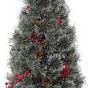 GarveeHome 3ft Christmas Tree Pre-lit, Small Christmas Tree with 78 Lights 3ft, Tabletop Christmas Tree with Lights 3 ft with Pine Cones, Berries Clusters, Cloth Bag Base and Hinged Branches
