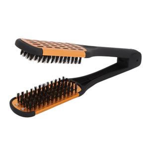 YOSOO Clamp Brush for Straightening Hair, Double Side Hair Straightener Brush with Spring Elasticity Softness for Beard and Breathable Design