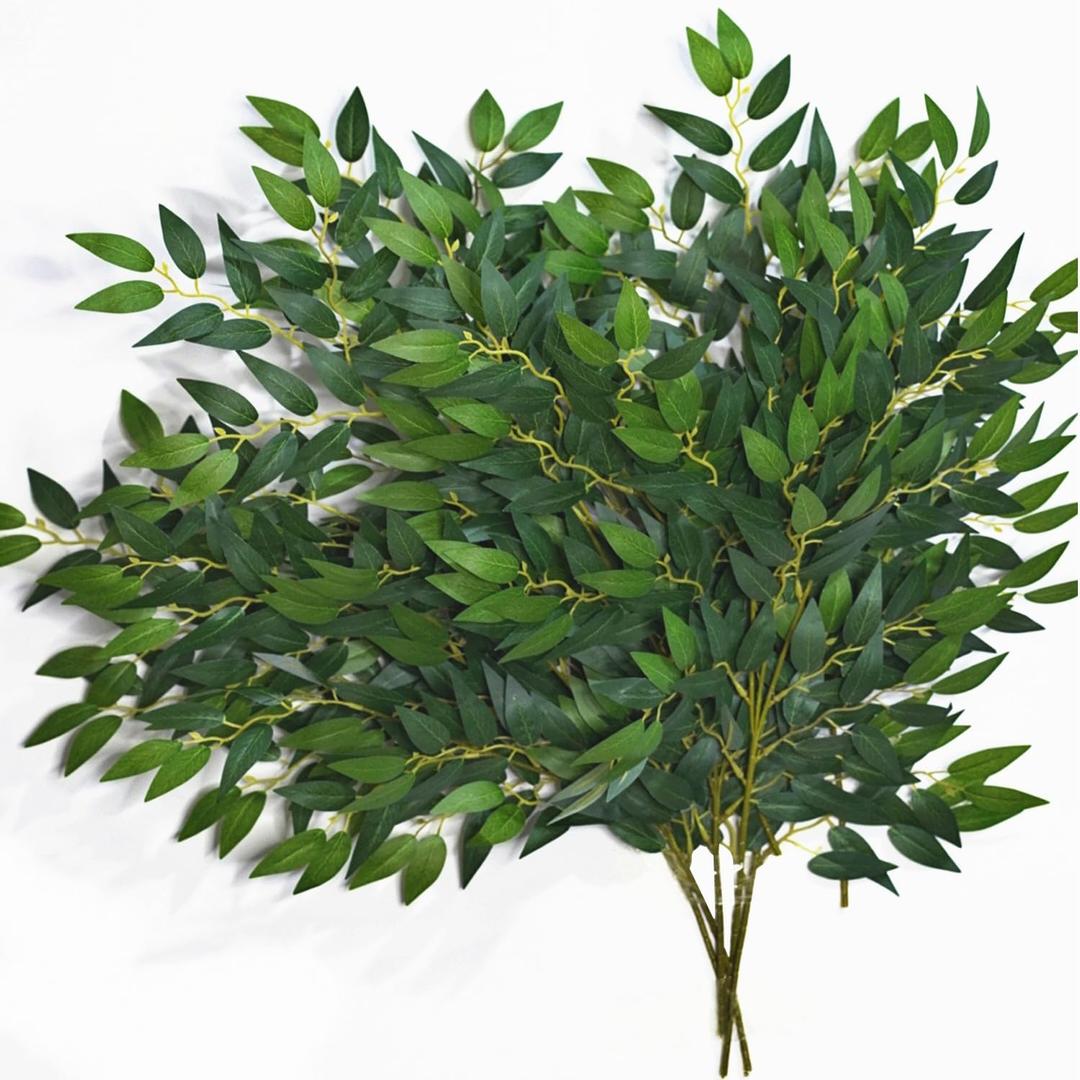 8pcs Artificial Leaves Stems Fake Flowers Greenery Filler for Flower Arrangements, Floral Bouquet Wedding Faux Greenery Stems Silk Foliage Branches
