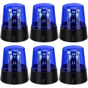 6 Pcs LED Strobe Light, Battery Powered 360 Degree Rotating Flashing Light, Emergency Police Siren Lamp for DJ Party Stage, Haunted House, Hockey Goal Decorations & Events (Blue)