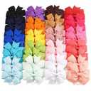 40Pcs Baby Girls 3'' Boutique Grosgrain Ribbon Hair Bows Elastic Hair Ties Ponytail Holder Hair Bands in Pairs for Girls Toddlers Kids Children Teens