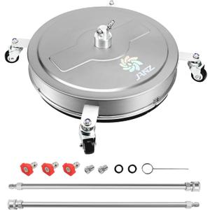 JANZ 20'' Pressure Washer Surface Cleaner with 4 Wheels, Stainless Steel Housing, 1/4" Quick Plug, 2 Extension Wands, 2 Replacement Nozzles and 3 Spray Nozzles, 4000 PSI