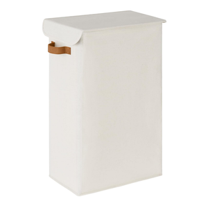 StorageWorks 65.5L Laundry Hamper with Lid, Tall and Slim Clothes Hampers with Handles, Foldable Narrow Basket for Dirty Clothing, Blankets, Towels, White, 1-Pack